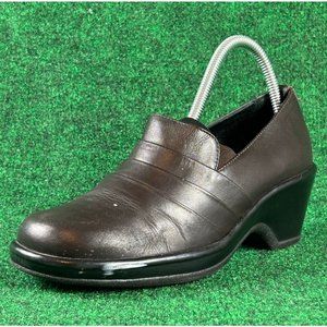Dansko Dark Brown Leather Overlay Slip On Clogs Womens‎ Size 8 (38)